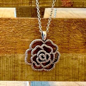 EUC Pandora Shimmering Rose Clear Cubic Zirconia Necklace (Retired)